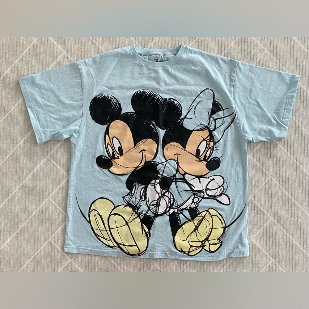 Disney Mickey and Minnie Mouse sky blue color t-shirt unisex size XS